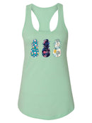 Tropical And Floral Pineapple Racerback Tank -SmartPrintsInk Designs