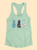 Tropical And Floral Pineapple Racerback Tank -SmartPrintsInk Designs