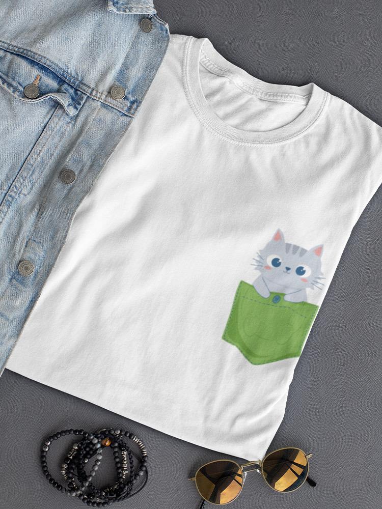 Cute Cat In Pocket T-shirt -SmartPrintsInk Designs