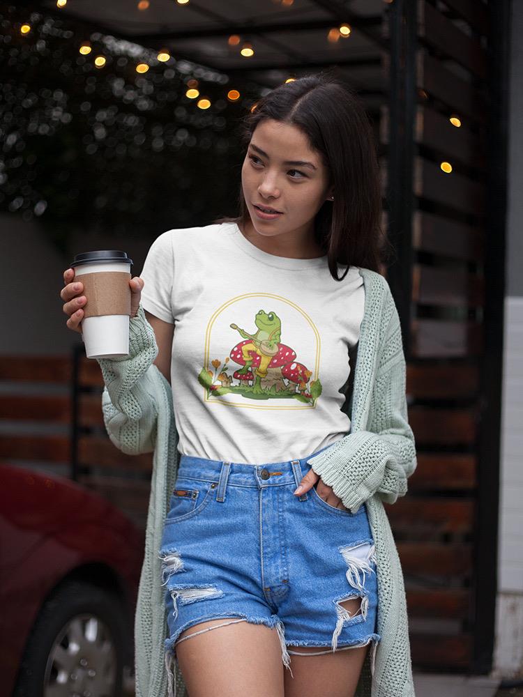 Frog And Mushrooms T-shirt -SmartPrintsInk Designs