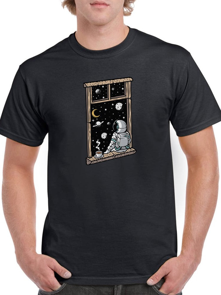 Astronaut Looking At Space T-shirt -SmartPrintsInk Designs