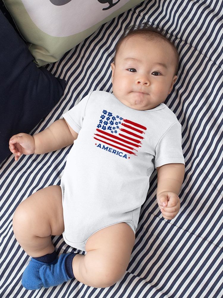 America's Flag And Flowers Bodysuit Baby's -SmartPrintsInk Designs