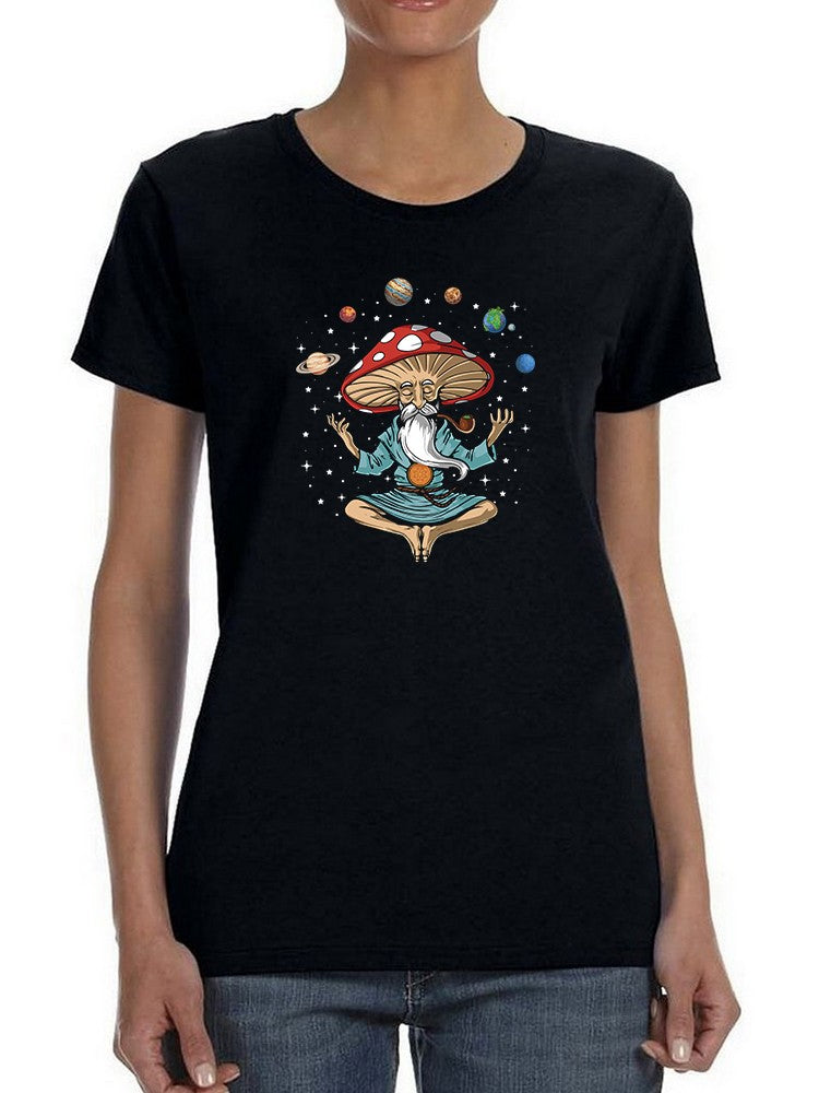 Meditating Mushroom T-shirt -SmartPrintsInk Designs