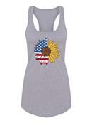 American Flag Sunflower Racerback Tank -SmartPrintsInk Designs