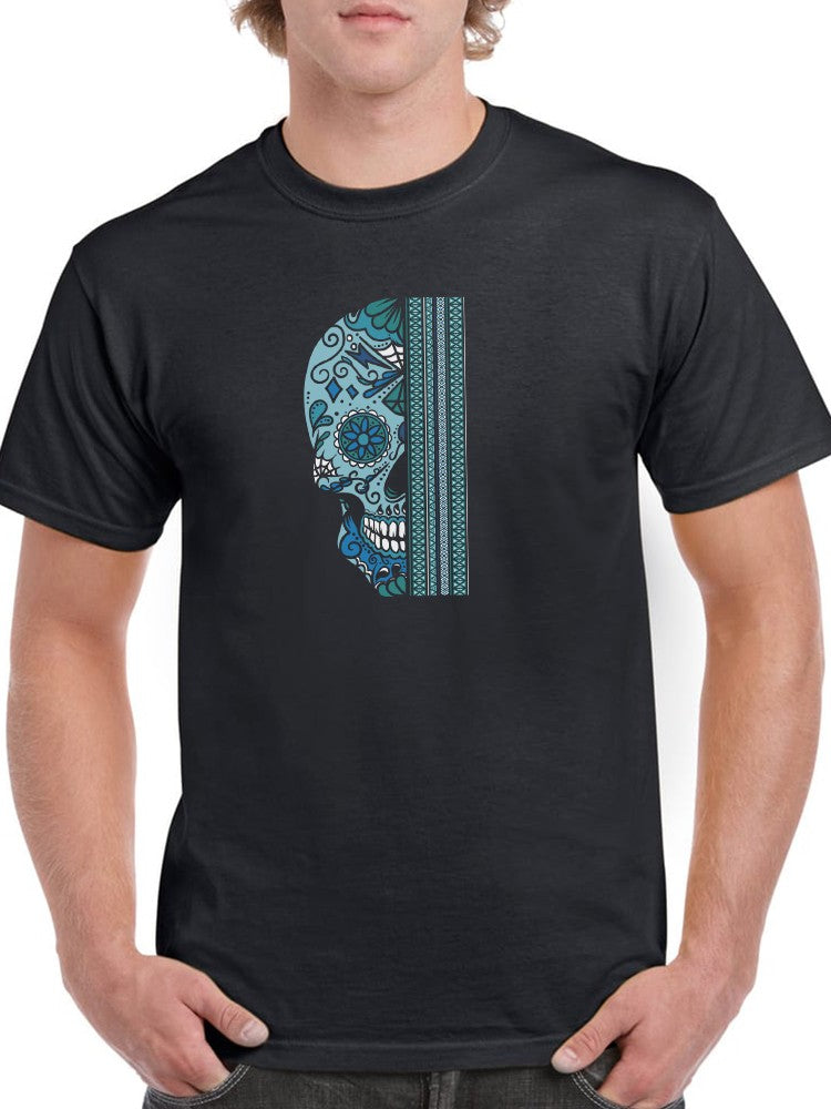 Half Skull And Stripe T-shirt -SmartPrintsInk Designs