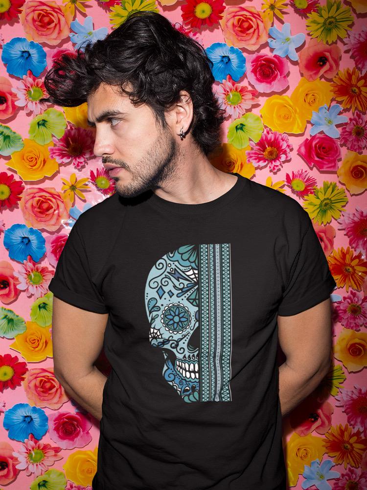 Half Skull And Stripe T-shirt -SmartPrintsInk Designs