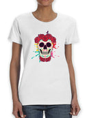 Decorative Skull With Flowers T-shirt -SmartPrintsInk Designs
