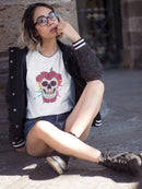 Decorative Skull With Flowers T-shirt -SmartPrintsInk Designs