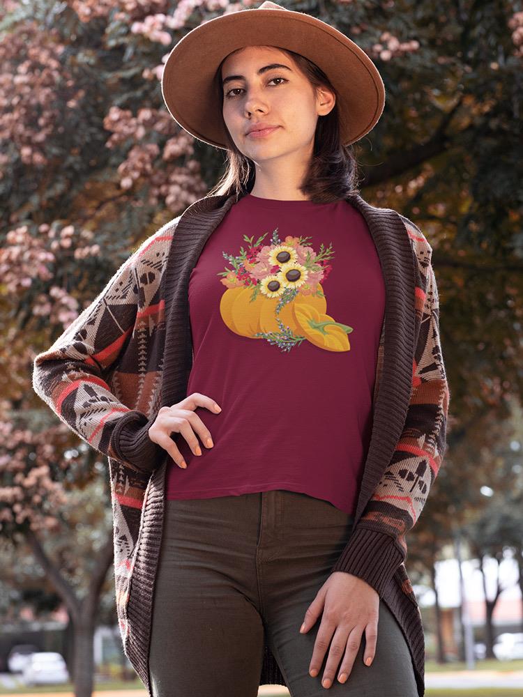 Pumpkin With Flowers T-shirt -SmartPrintsInk Designs