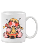 Doll Eating Noodles Mug -SmartPrintsInk Designs