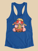 Doll Eating Noodles Racerback Tank -SmartPrintsInk Designs