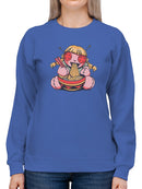 Doll Eating Noodles Sweatshirt -SmartPrintsInk Designs