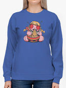 Doll Eating Noodles Sweatshirt -SmartPrintsInk Designs