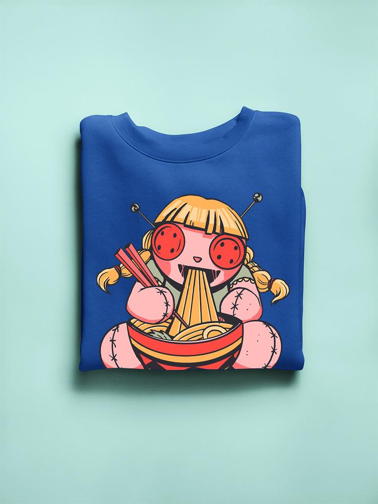 Doll Eating Noodles Sweatshirt -SmartPrintsInk Designs