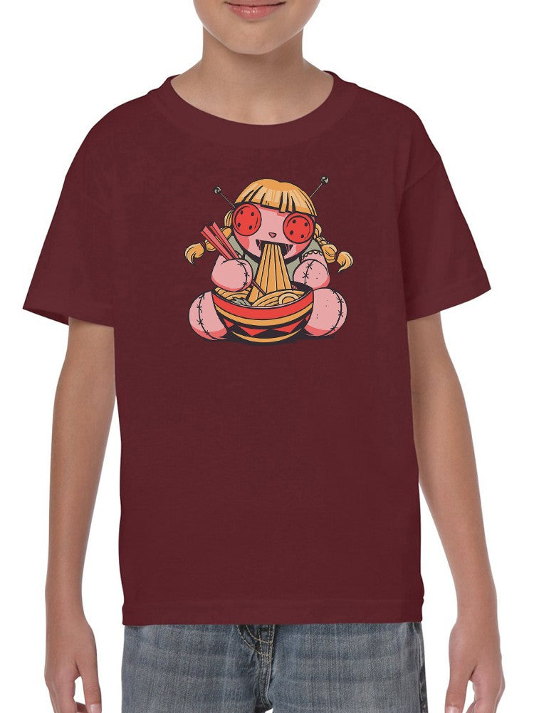 Doll Eating Noodles T-shirt -SmartPrintsInk Designs