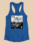 Black And White Koi Fish Racerback Tank -SmartPrintsInk Designs