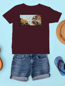 Man Touching A Cat T-shirt -SmartPrintsInk Designs