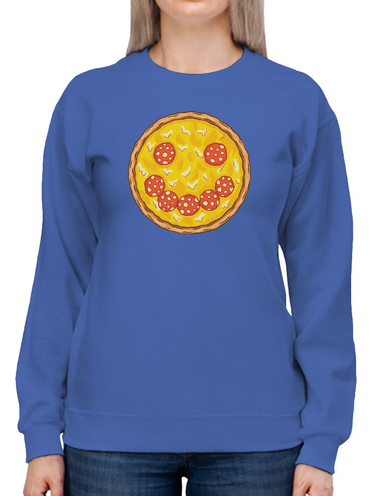 Smiling Pizza Sweatshirt -SmartPrintsInk Designs