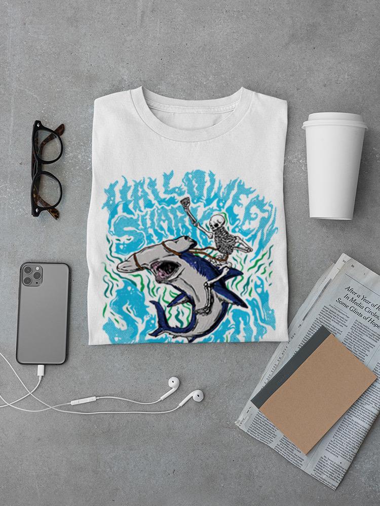 Halloween Shark Skeleton T-shirt -SmartPrintsInk Designs