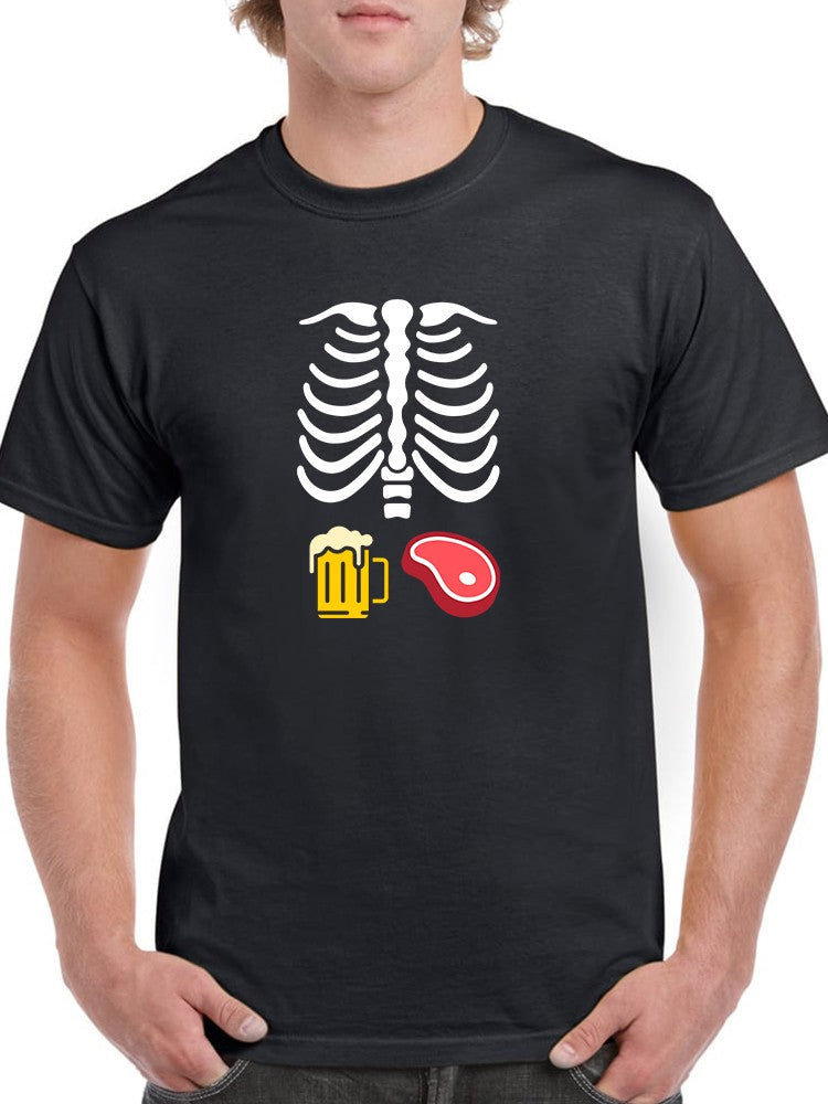 Skeleton With Beer And Steak T-shirt -SmartPrintsInk Designs