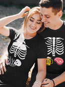 Skeleton With Beer And Steak T-shirt -SmartPrintsInk Designs