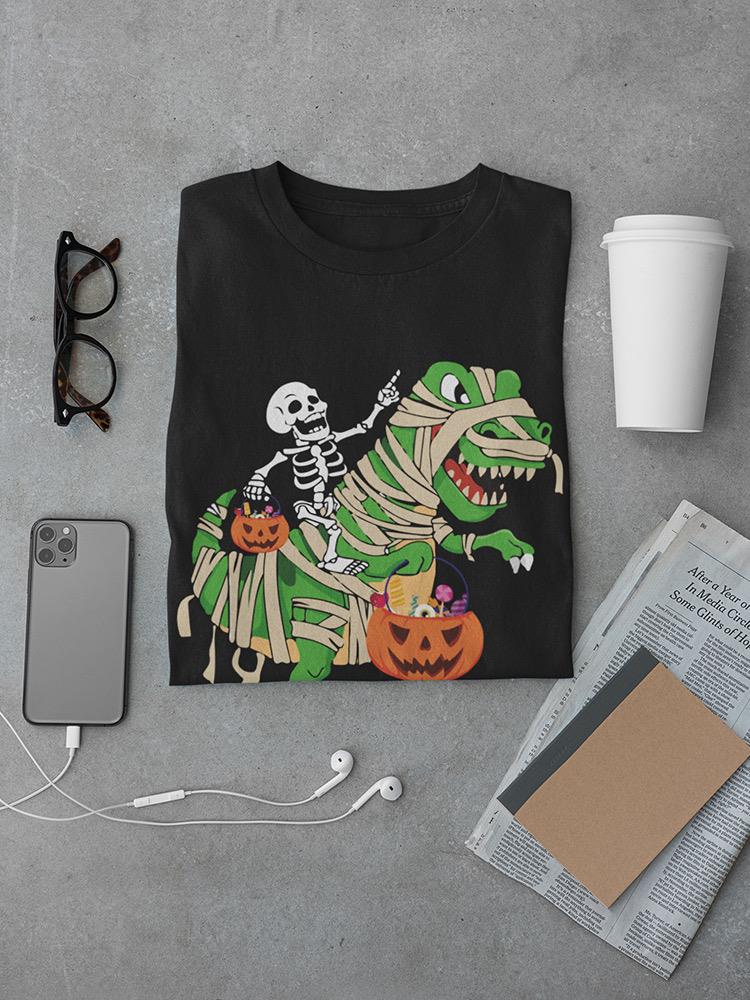 Skeleton Riding A Dinosaur T-shirt -SmartPrintsInk Designs