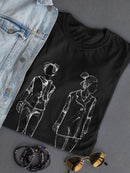Fashion Couple Outline T-shirt -SmartPrintsInk Designs