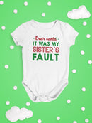 It Was My Sister's Fault Santa! Bodysuit -SmartPrintsInk Designs
