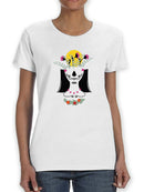 Skull Woman With Flowers T-shirt -SmartPrintsInk Designs