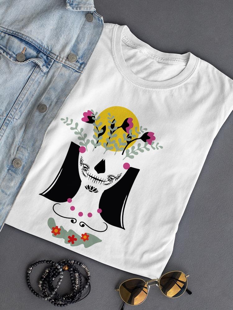 Skull Woman With Flowers T-shirt -SmartPrintsInk Designs