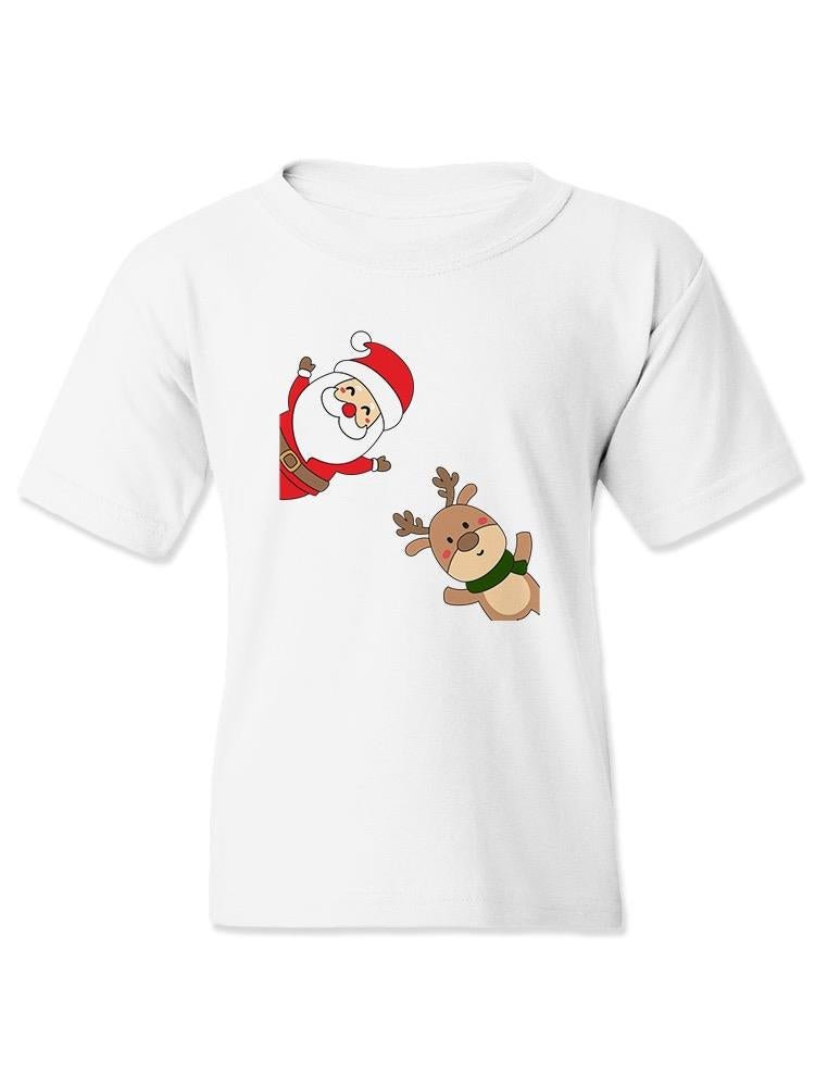 Santa And Reindeer T-shirt -SmartPrintsInk Designs