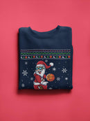 Santa Plays Basketball Sweatshirt -SmartPrintsInk Designs