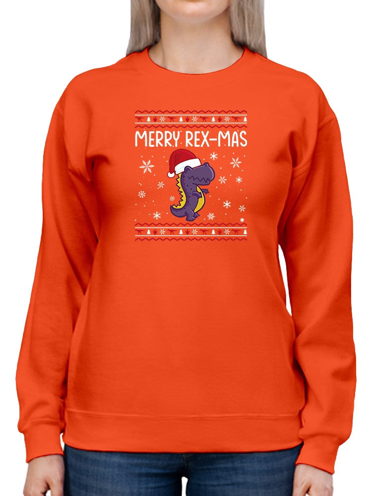 Merry Rex-Mas Dinosaur Sweatshirt -SmartPrintsInk Designs