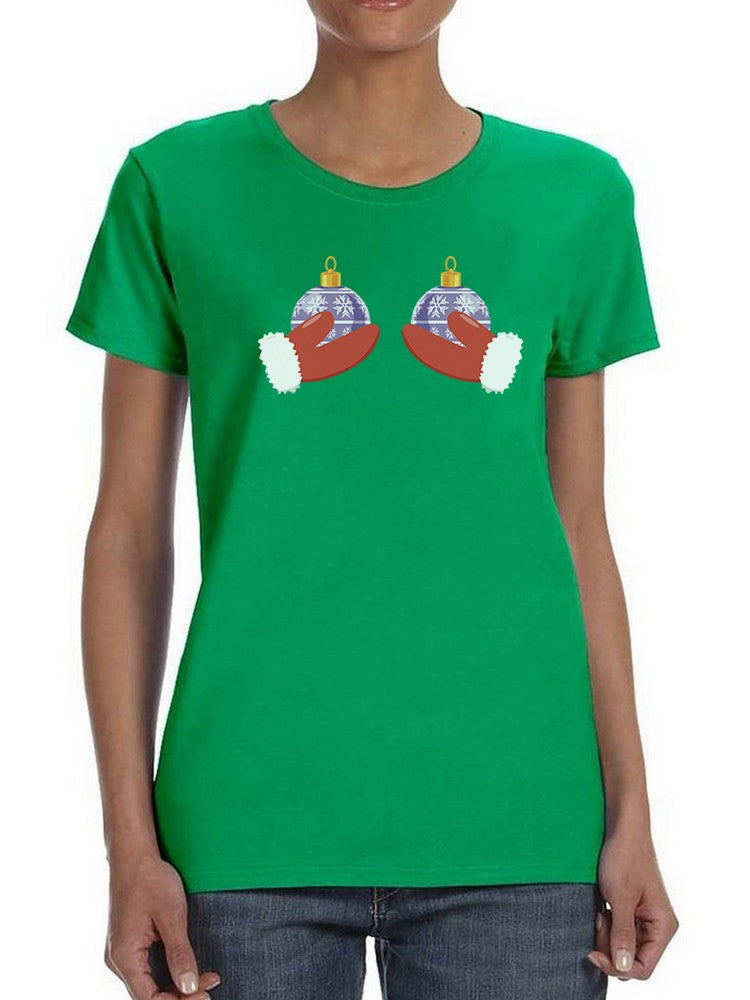 Holding Christmas Bulbs T-shirt -SmartPrintsInk Designs