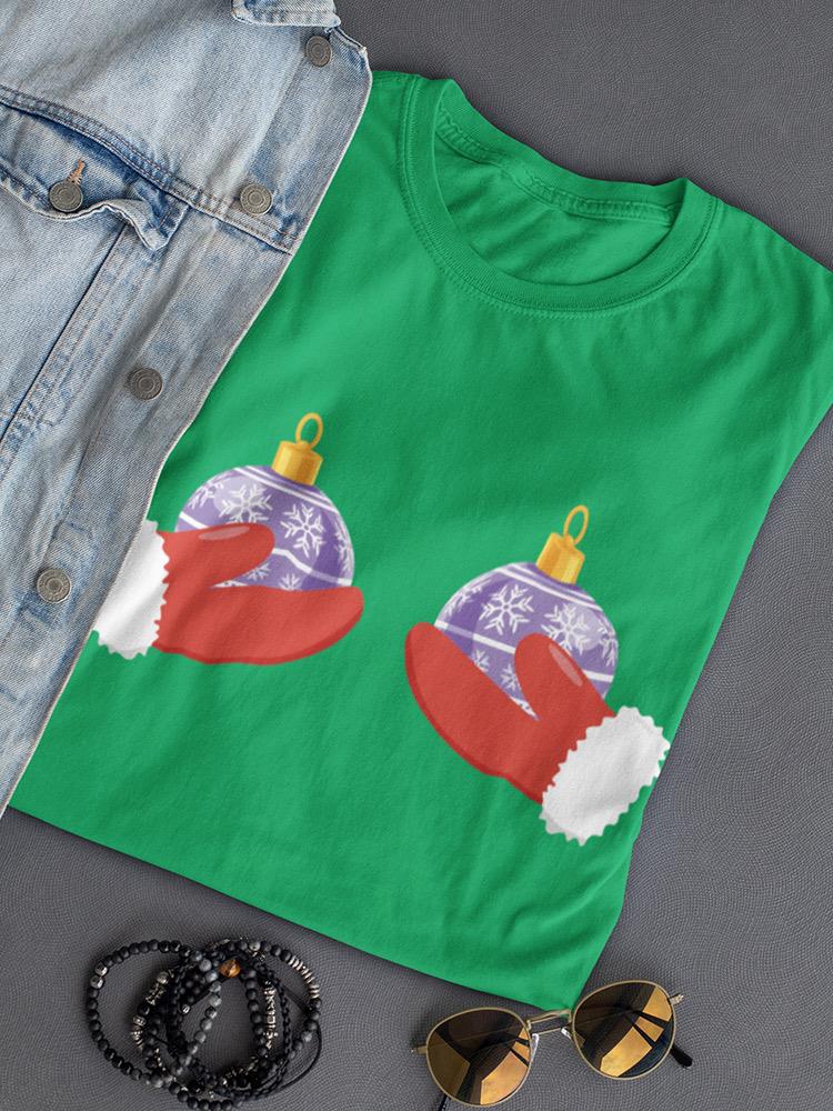 Holding Christmas Bulbs T-shirt -SmartPrintsInk Designs