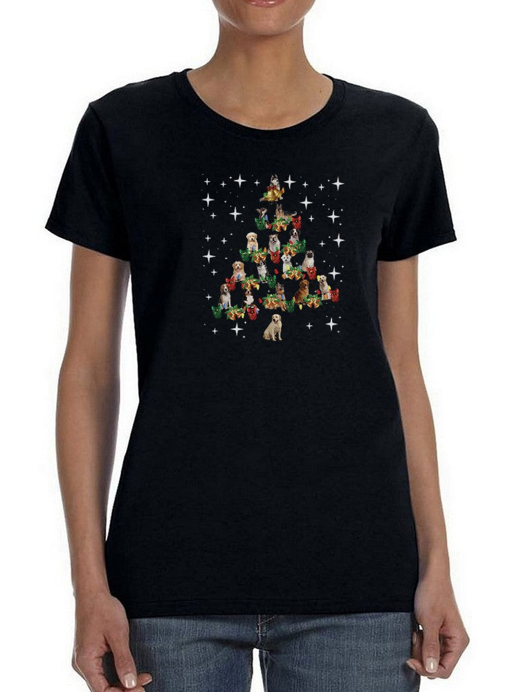Dog Christmas Tree T-shirt -SmartPrintsInk Designs