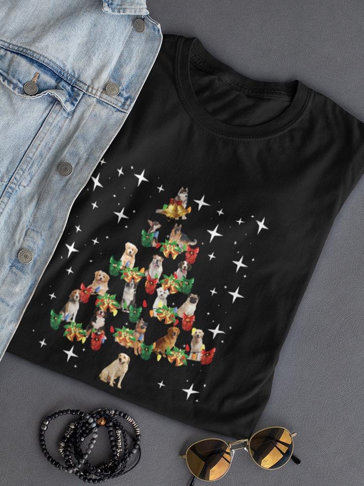 Dog Christmas Tree T-shirt -SmartPrintsInk Designs