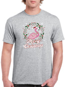 A Merry Christmas Flamingo T-shirt -SmartPrintsInk Designs