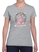 A Merry Christmas Flamingo T-shirt -SmartPrintsInk Designs