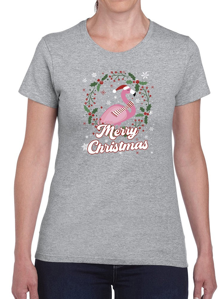 A Merry Christmas Flamingo T-shirt -SmartPrintsInk Designs