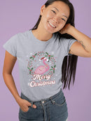 A Merry Christmas Flamingo T-shirt -SmartPrintsInk Designs