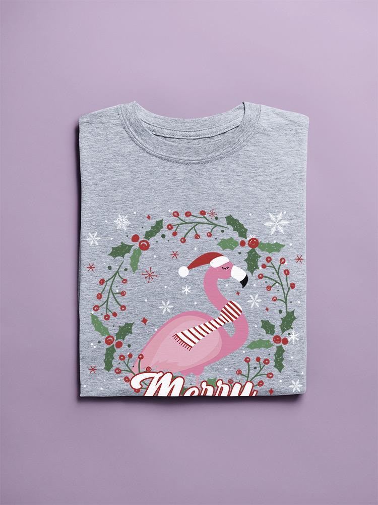 A Merry Christmas Flamingo T-shirt -SmartPrintsInk Designs
