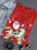 Santa Riding Unicorn T-shirt -SmartPrintsInk Designs