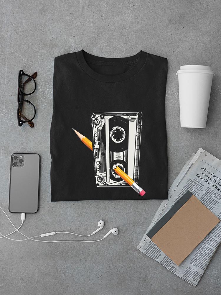 Cassette And Pencil T-shirt -SmartPrintsInk Designs