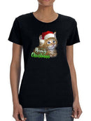 Meowy Christmas Kitten Santa T-shirt -SmartPrintsInk Designs