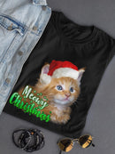 Meowy Christmas Kitten Santa T-shirt -SmartPrintsInk Designs