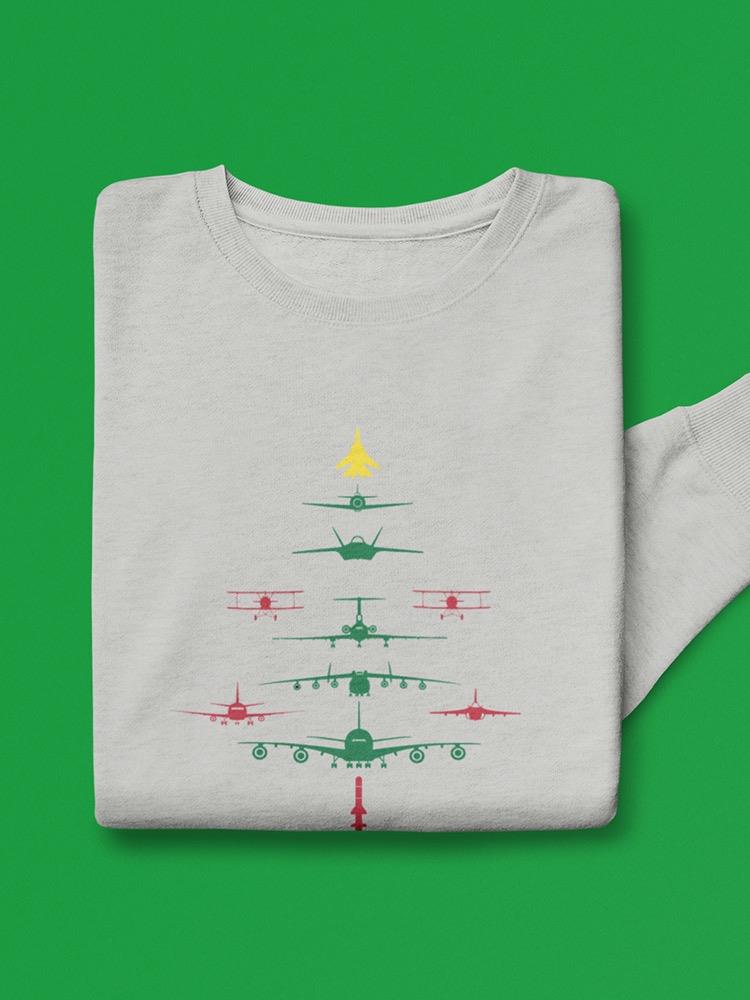 Christmas Tree In Planes Sweatshirt -SmartPrintsInk Designs
