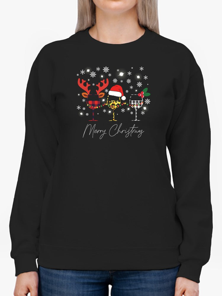 Merry Christmas Glasses Sweatshirt -SmartPrintsInk Designs
