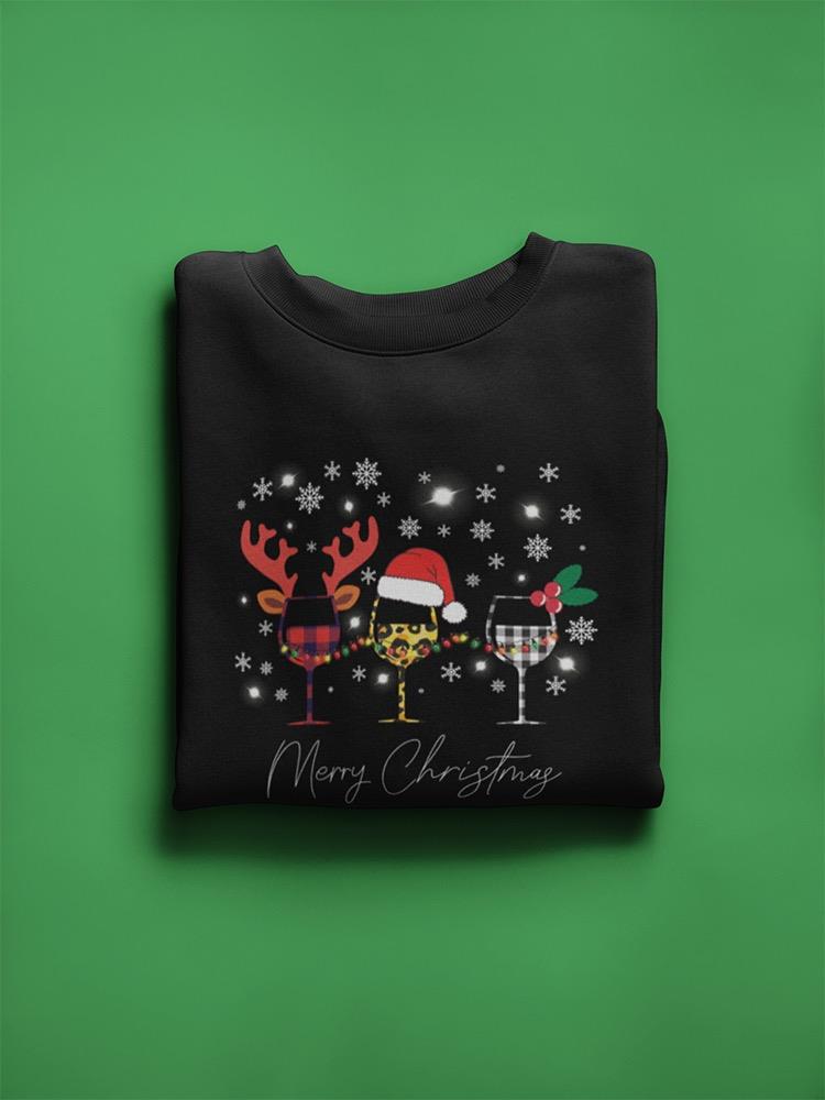 Merry Christmas Glasses Sweatshirt -SmartPrintsInk Designs
