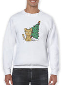 Christmas Tree And Kitten Sweatshirt -SmartPrintsInk Designs